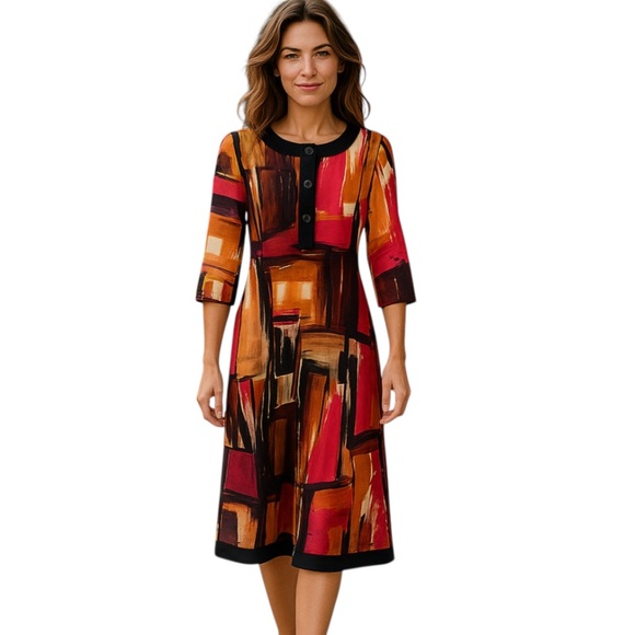 2/30 MADISON LEIGH Colorful Abstract Print Dress SIZE 12 - Picture 1 of 13